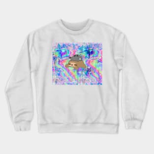 Blue Tabby Cat and Sloth Rainbow Holographic Crewneck Sweatshirt